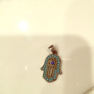 Hamsa charm with turquoise beads